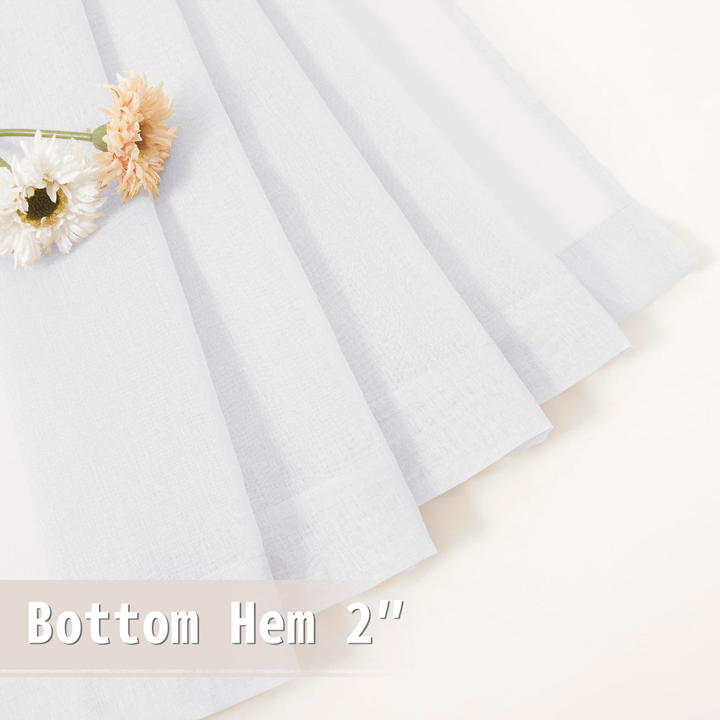 Short Sheer Door Curtains Closet Linen Textured Curtains Sheer Doorway Light Filtering Voile Patio Glass Door Rod Pocket Curtain French Doors