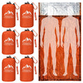 Oudain 6 Pcs XL Emergency Sleeping Bag 94.5" x 49.2" Waterproof Survival Sleeping Bag with Whistle Carabiner Portable Thermal Bivy Sack Emergency Blankets for Camping Hiking Outdoor (Orange)