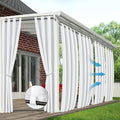 HolidayIdeas Outdoor Curtains for Patio Waterproof 6 Panels 54x95 Inch-Windproof Weatherproof Privacy White Curtains-Grommet Top and Tab Bottom Drape for Gazebo, Porch, Pergola, Cabana, Backyard