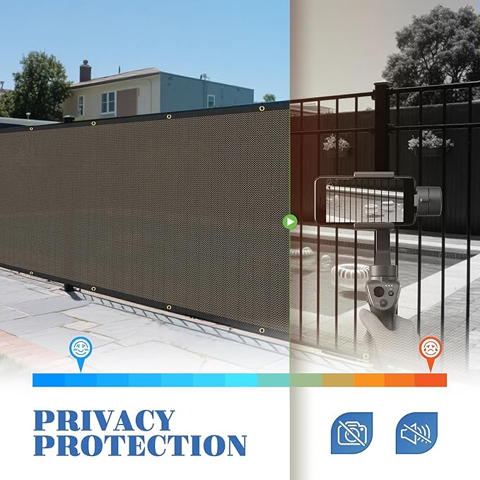 ECOOPTS 4'x20' Privacy Fence Screen Windscreen with Copper Grommets, Fit for Commercial Fence and Residential Garden Outdoor 90% UV Blockage, Cable Zip Ties Included (Brown)