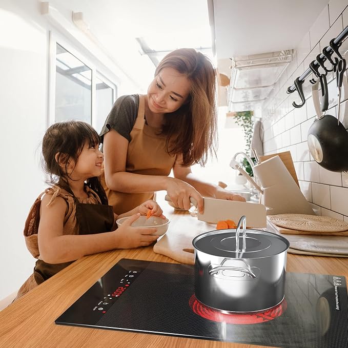 VBGK Electric Cooktop,110V Electric Stove Top,Single Burner Electric Cooktop LED Touch Control,9 Power Levels, Kids Lock &Timer,Overheat Protection,2000W Portable Burner