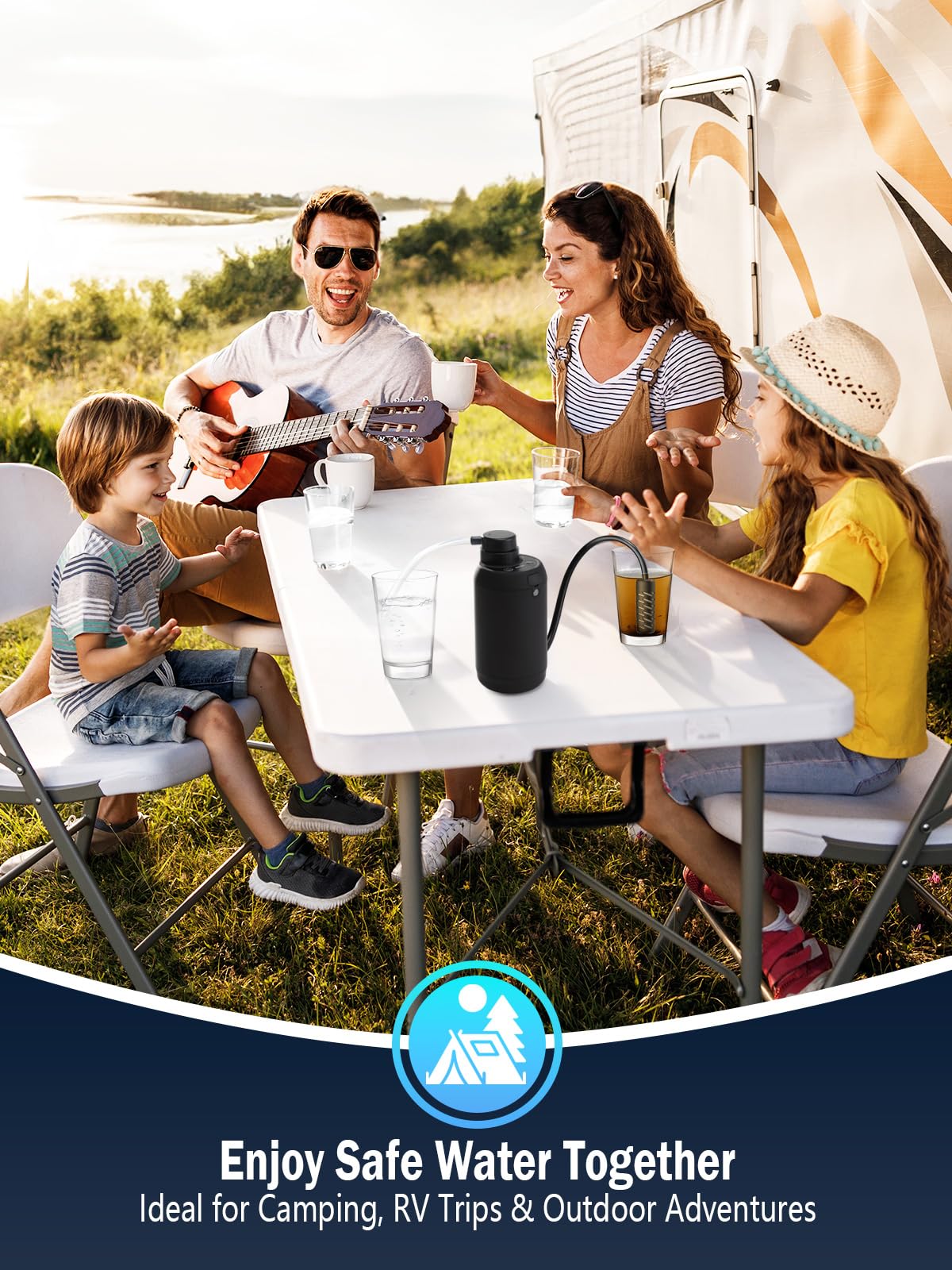Electric Portable Water Filter for Camping, Hiking, Backpacking, Travel & Emergency Preparedness – Water Purifier for Outdoor Survival Gear – 6-Stage Filtration System with LED Light