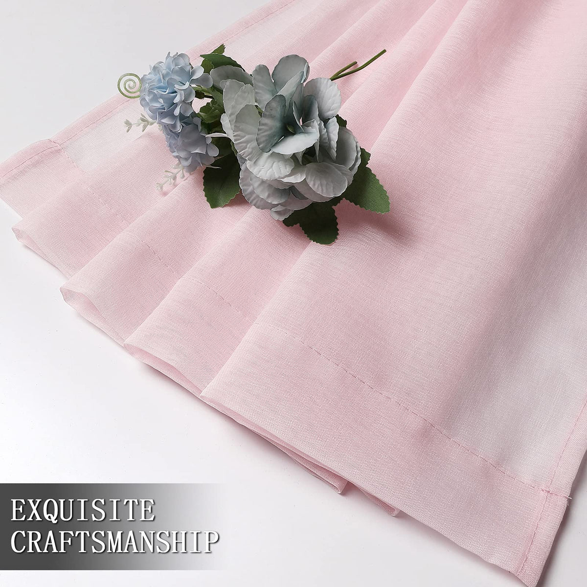 Sheer Curtains Linen Textured Living Room Curtain Sheers Light Filtering Rod Pocket Voile Curtains for Bedroom (2 Count)