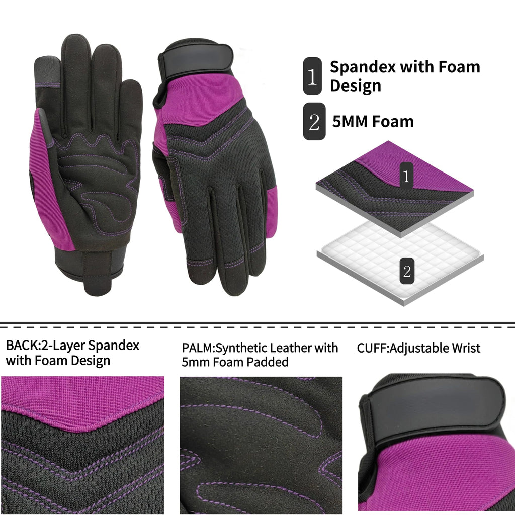 2 Pairs Work Gloves Women