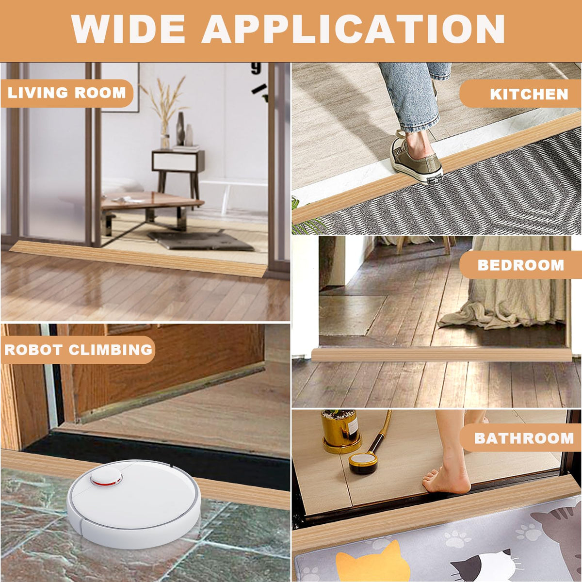Vinyl Door Threshold Flooring Transition Strip Self Adhesive Carpet Edging Strip for Laminate Doorway Edge Threshold from 3 (10 Foot)