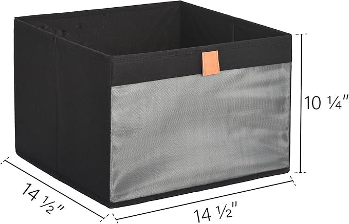 StorageWorks Closet Storage Bins, Extra Large Storage Baskets with Clear Window and Handles, Foldable Fabric Organizer for Clothes, Shelves, Black, 3 Pack
