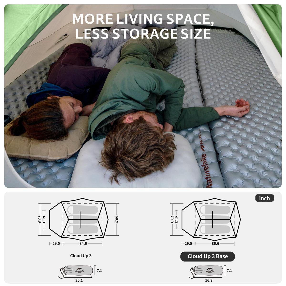 Naturehike Cloud Up 3 Person Backpacking Tent with Footprint - 3 Season Free Standing Lightweight 3 Person Camping Tent | with Footprint, Free Standing, Dome, Camping, Hiking, Waterproof