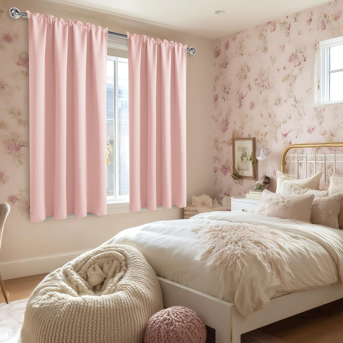 Blackout Curtains for Bedroom 42 x 54 Inch Long Blush Pink 2 Panels (2 Count)
