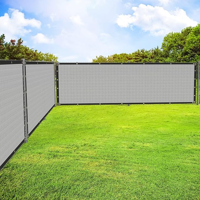 ECOOPTS 4'x63' Privacy Fence Screen Windscreen with Copper Grommets, Fit for Commercial Fence and Residential Garden Outdoor 90% UV Blockage, Cable Zip Ties Included (Gray)