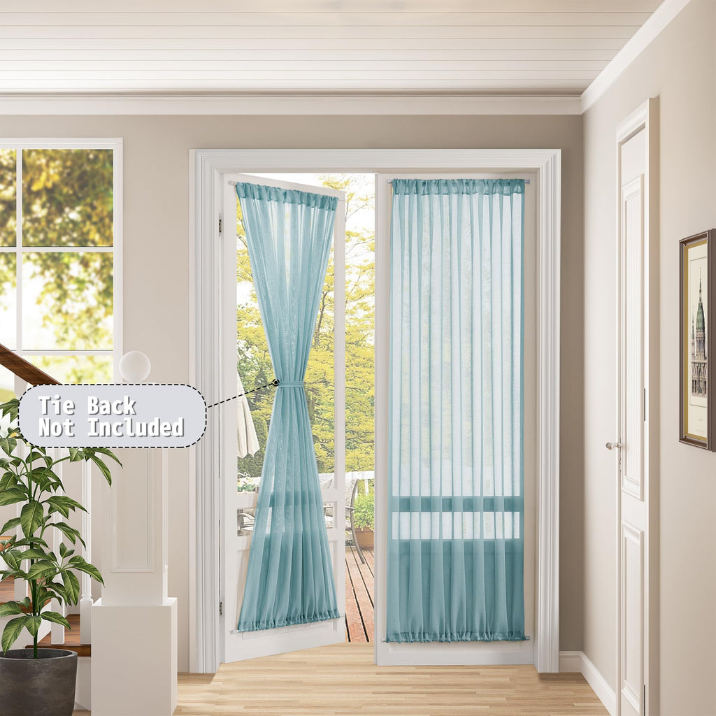 Sheer Door Curtains Closet Linen Textured Curtains Sheer Doorway Light Filtering Voile French Doors Rod Pocket Curtain Patio Glass Door