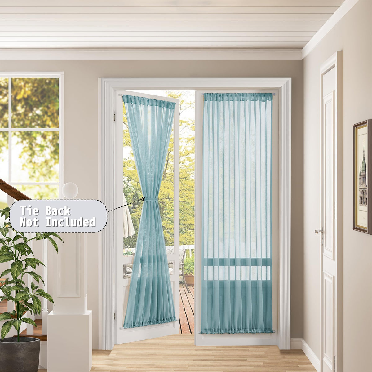 Sheer Door Curtains Closet Linen Textured Curtains Sheer Doorway Light Filtering Voile French Doors Rod Pocket Curtain Patio Glass Door