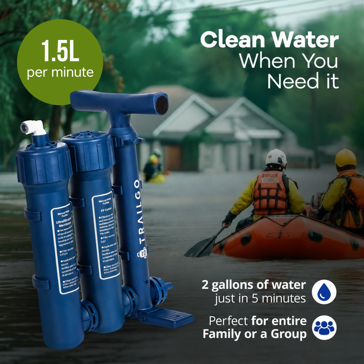 Trailgo Pro Portable Water Filter for Camping - Water Purifier Survival
