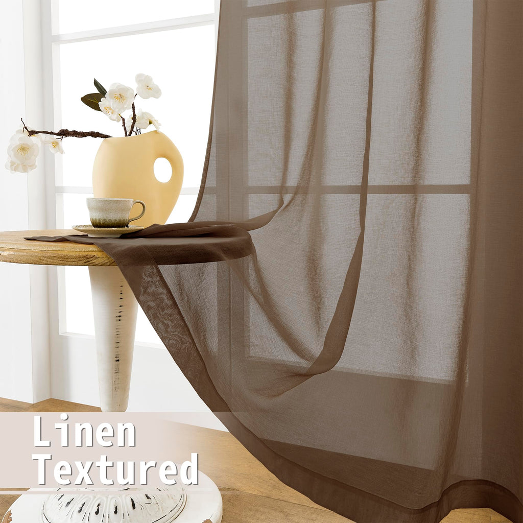 Sheer Door Curtains Closet Linen Textured Curtain Sheers Doorway Light Filtering Voile Patio Glass Door Rod Pocket Curtains French Doors