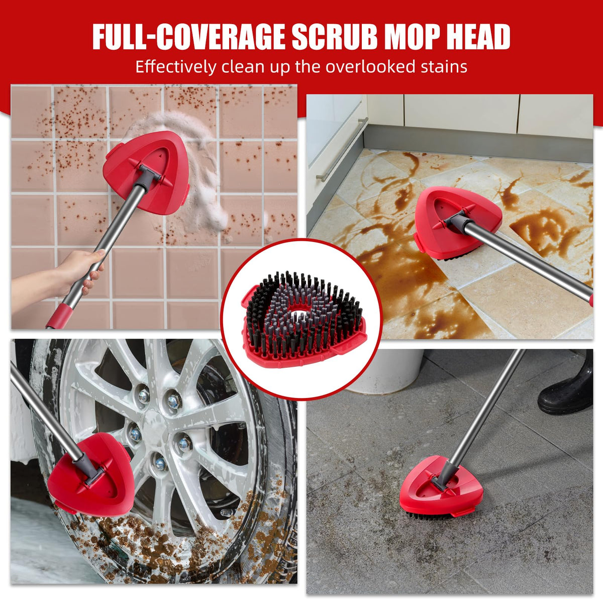 3 Piece Upgrade Scrub Brush Attachment & Base Compatible with O Cedar EasyWring 1 (3 Count)