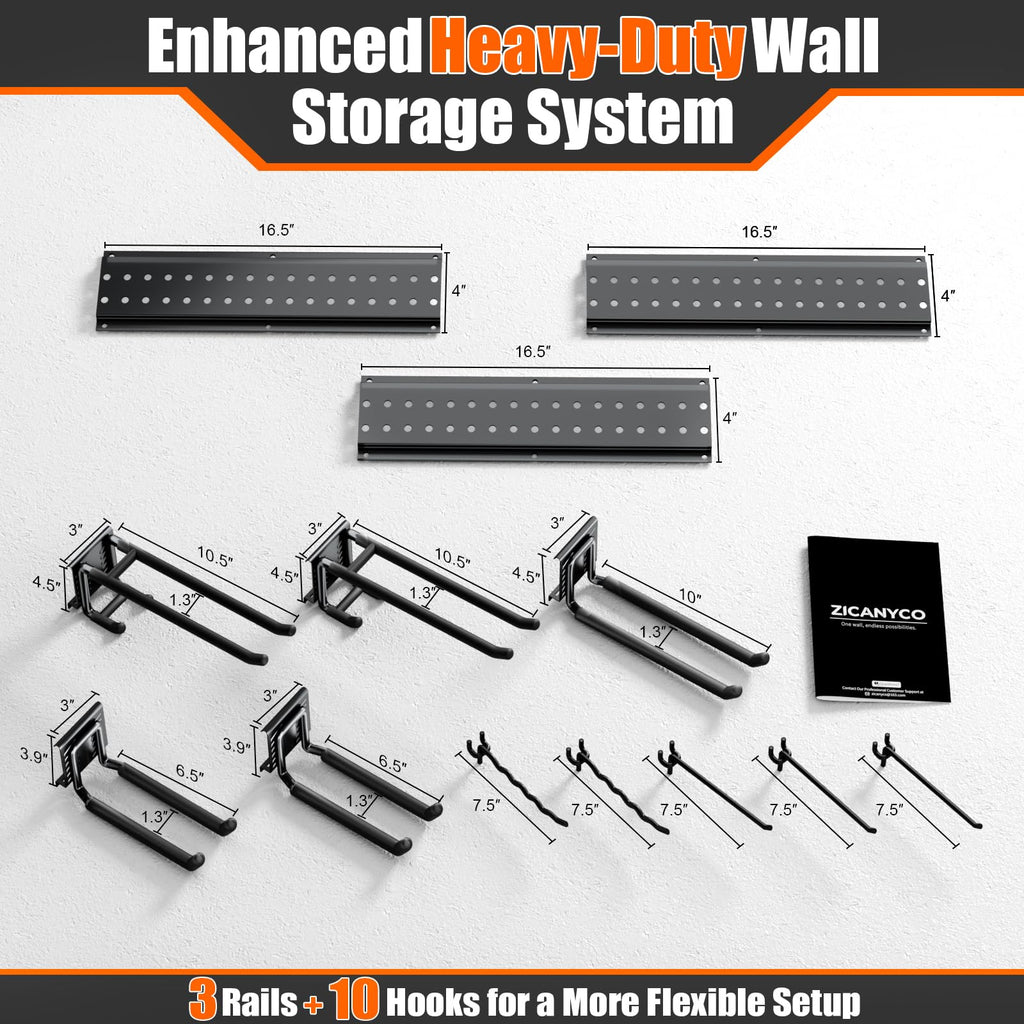 Garage Tool Organizer Wall Mount 49.5 inches with 10 Adjustable Heavy