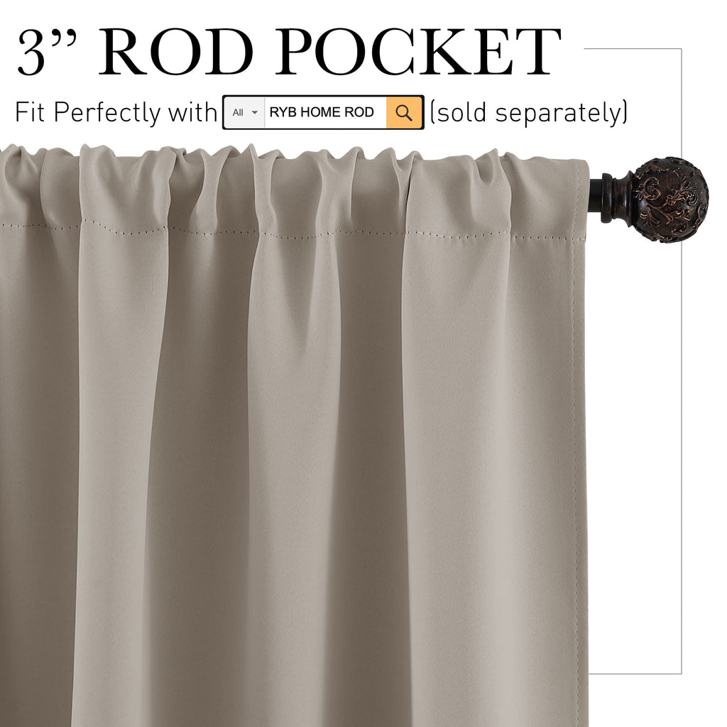 Basement Bathroom Kitchen Cafe Blackout Privacy Curtains 30 inches (2 Count)