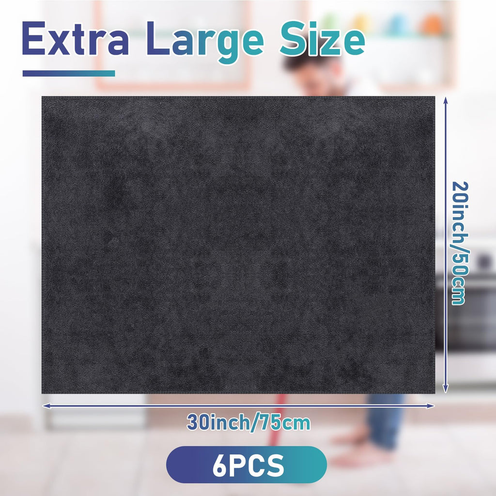 6 Pcs Extra Large Microfiber Cleaning Cloth 30" x 20" Washable Reusable Microfiber Towel Streak Free Lint Free Cloth for Cleaning Home Glass Office Window Bathrooms (6 Count)