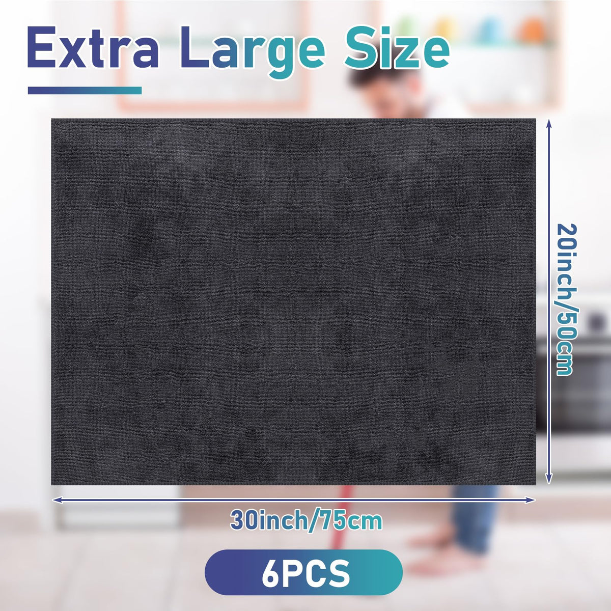 6 Pcs Extra Large Microfiber Cleaning Cloth 30" x 20" Washable Reusable Microfiber Towel Streak Free Lint Free Cloth for Cleaning Home Glass Office Window Bathrooms (6 Count)