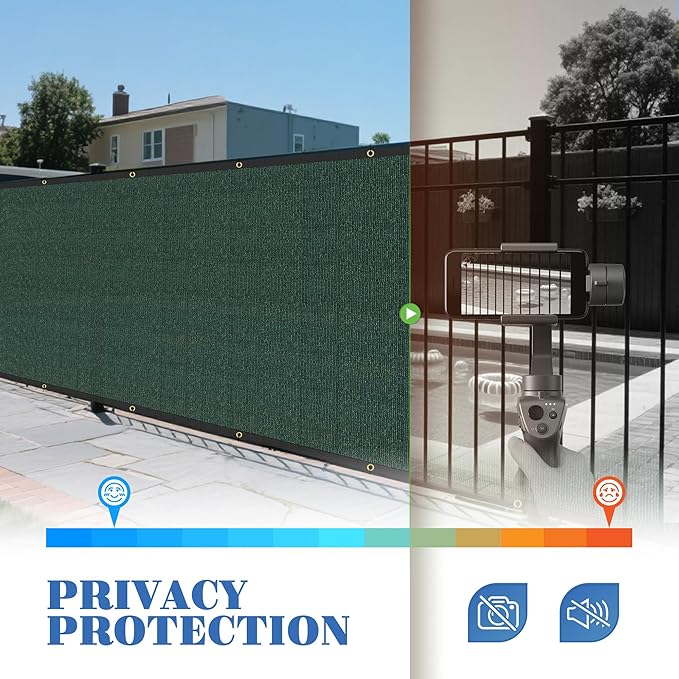 ECOOPTS 4'x282' Privacy Fence Screen Windscreen with Copper Grommets, Fit for Commercial Fence and Residential Garden Outdoor 90% UV Blockage, Cable Zip Ties Included (Green)