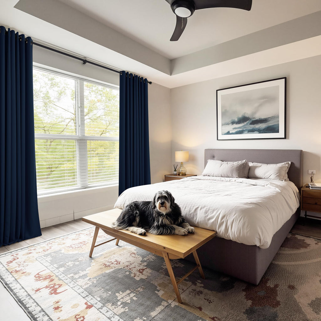 Navy Blue Bedroom Curtains for Windows (2 Count)