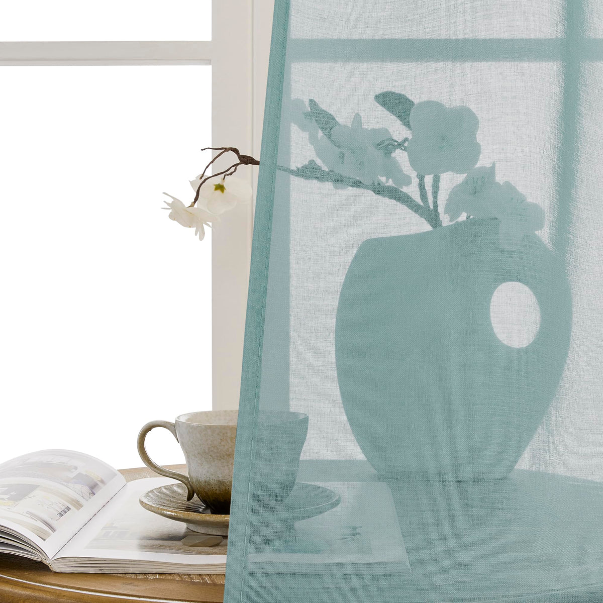 Sheer Door Curtain Closet Linen Textured Curtain Sheers Doorway Light Filtering Voile French Door Rod Pocket Curtains Patio Glass Doors