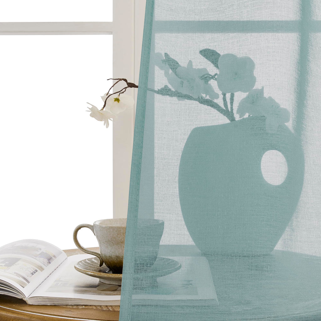 Sheer Door Curtains Closet Linen Textured Curtains Sheer Doorway Light Filtering Voile French Doors Rod Pocket Curtain Patio Glass Door