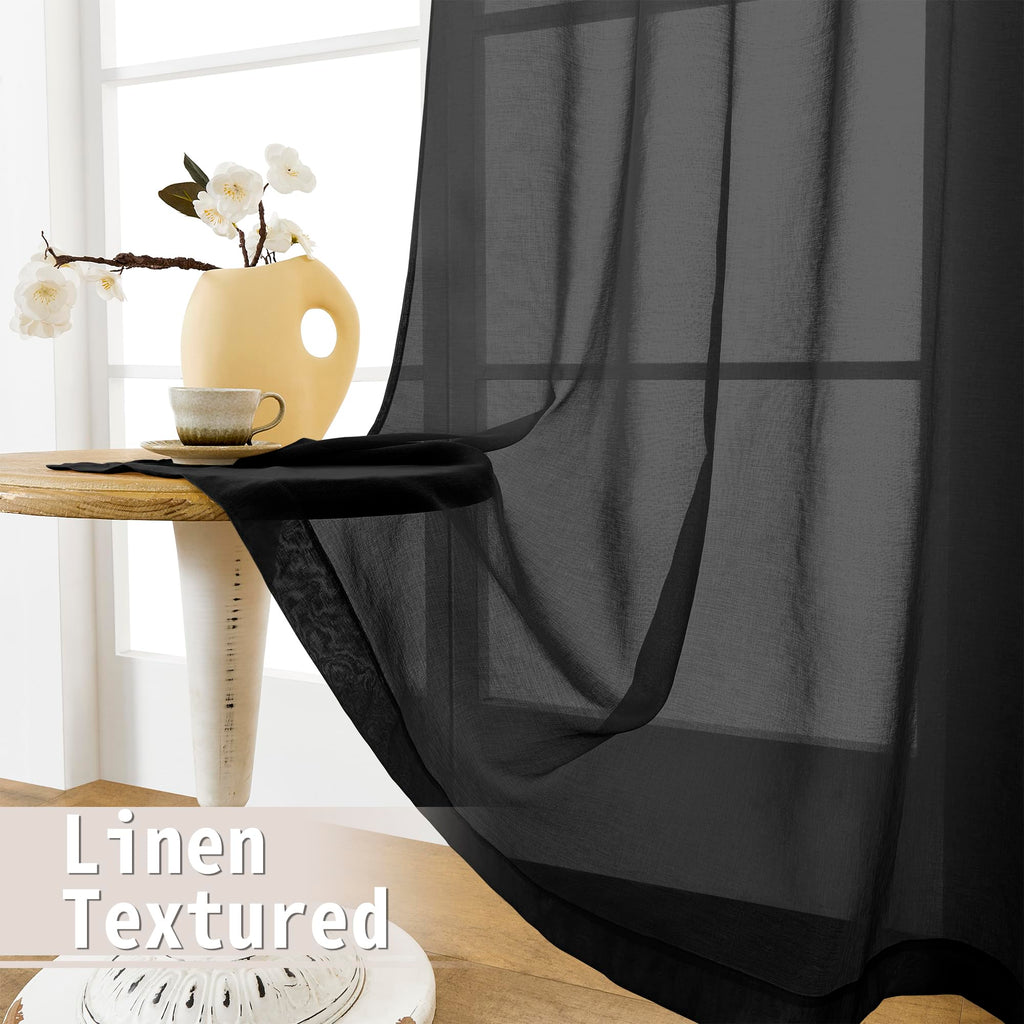 Small Sheer Door Curtain Closet Linen Textured Curtain Sheers Doorway Light Filtering Voile French Door Rod Pocket Curtains Patio Glass Doors