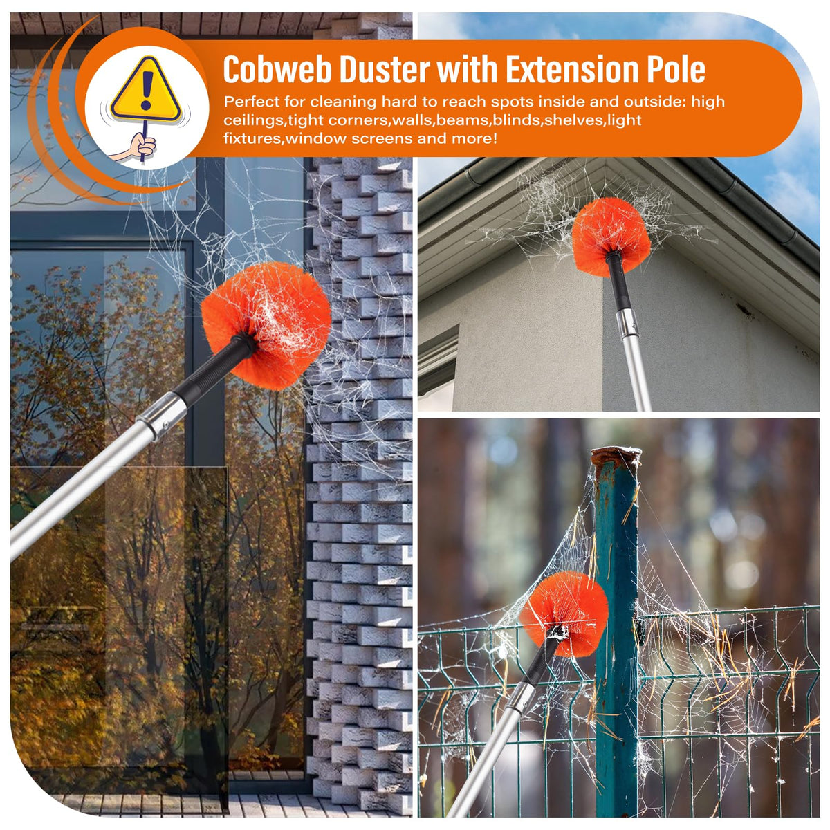 30FT Reach Cobweb Duster with Extension Pole