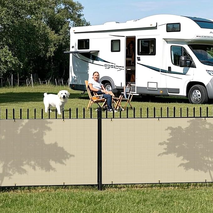 2.5' x 17' Balcony Privacy Screen Fence Cover with Zip Ties Grommets for Apartment Patio Porch Deck Backyard Outdoor (Beige)
