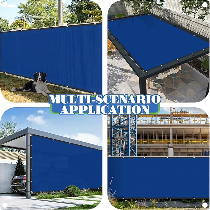ECOOPTS 4'x11' Privacy Fence Screen Windscreen with Copper Grommets, Fit for Commercial Fence and Residential Garden Outdoor 90% UV Blockage, Cable Zip Ties Included (Blue)