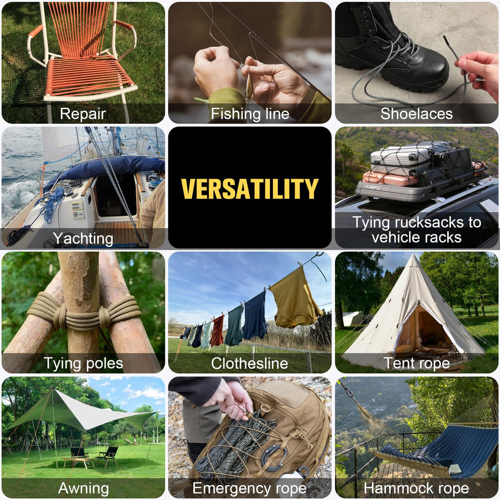 TRIBERION Paracord Rope 750 lb - 1000ft / 500ft / 200ft / 100ft 5/32" Parachute Cord 4MM 12-Strand para Cord - Heavy Duty Spool String for Survival,Camping Gear, Survival Bracelet, Clothesline