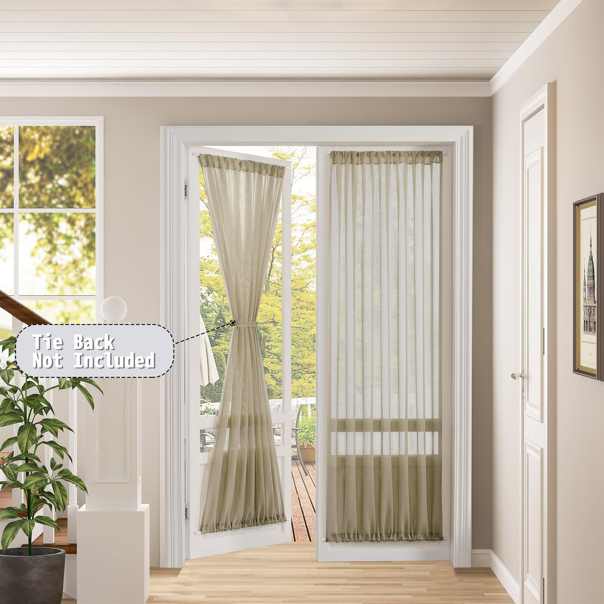 Sheer Door Curtains Closet Linen Textured Curtains Sheer Doorway Light Filtering Voile French Doors Rod Pocket Curtain Patio Glass Door