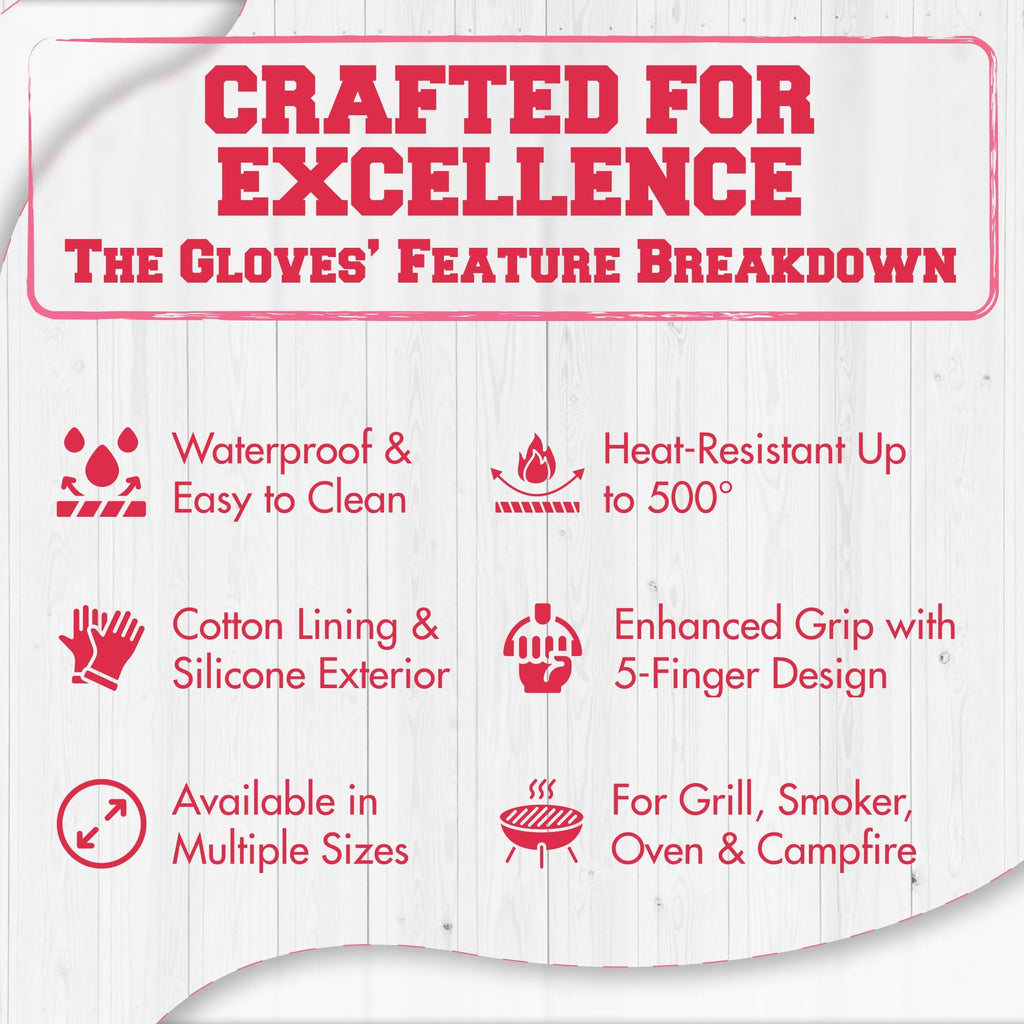 XL Silicone Smoker BBQ Gloves Heat Resistant Oven Mitts (2 Count)