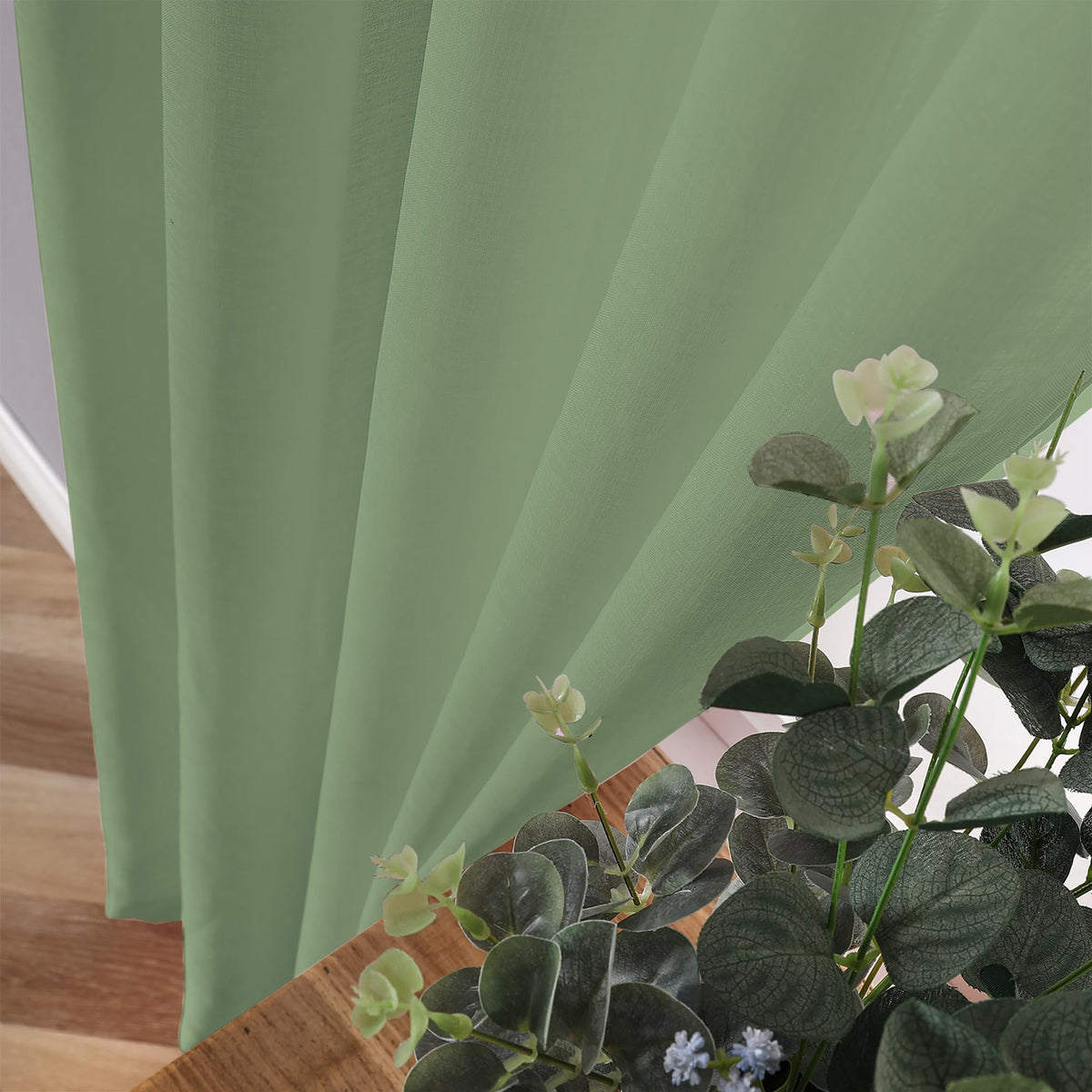 Sheer Curtain Linen Textured Living Room Curtains Sheer Light Filtering Rod Pocket Voile Curtain for Bedroom