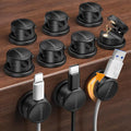 NEWDERY 360° Swivel Magnetic Cable Organizer - 10 Pack Rotatable Cable Clips for Office Desk Accessories - Magnetic Cord Holder for Nightstand Organization, Charger Holder for Car & Gaming Setup-Black