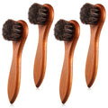 4 Pcs Horsehair Shine Shoes Brush Kit Polish Dauber Applicators Cleaning Leather Shoes Boots Care Brushes Suede Cleaner Brush with Microfiber Shoe Cloth