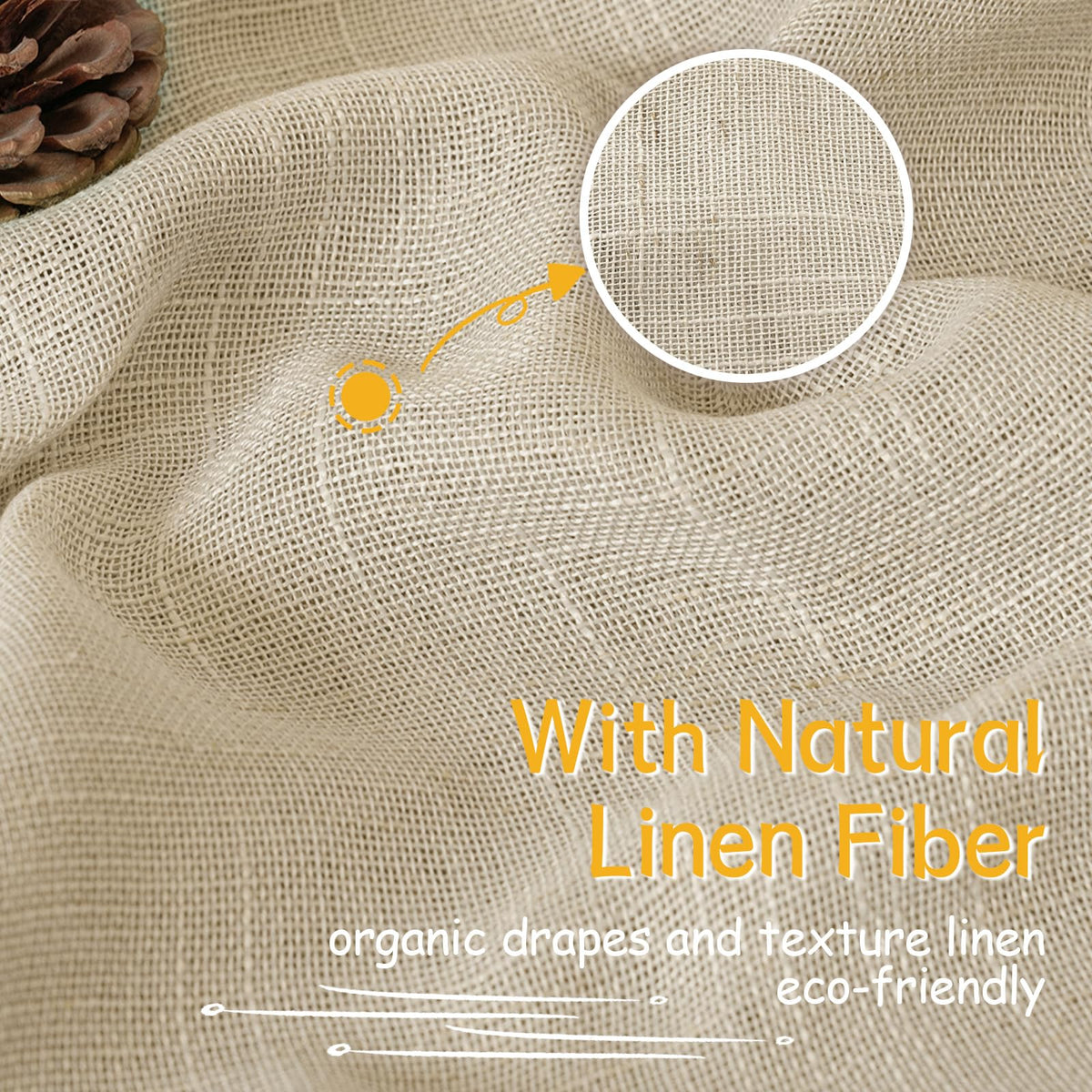 Oatmeal Linen Curtains 54 Inch Length for Living Room Window (2 Count)