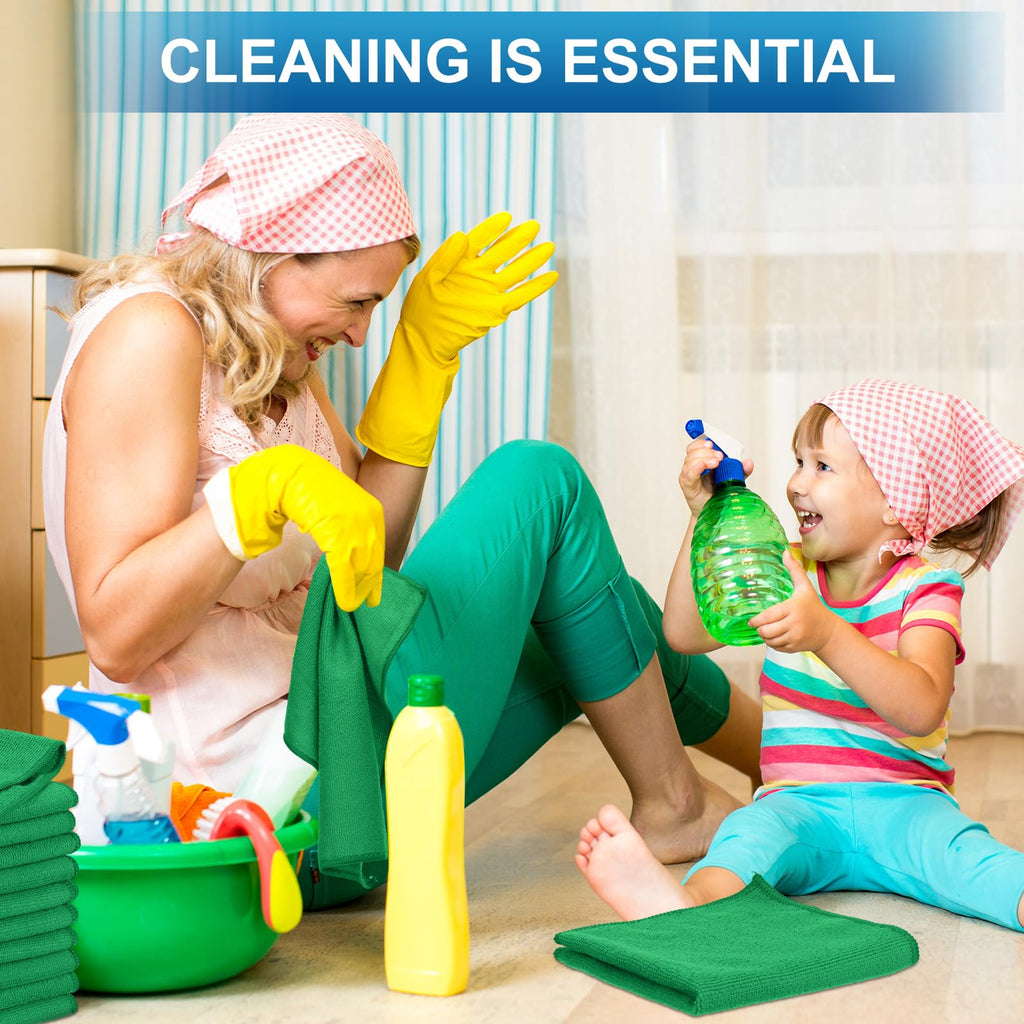100 Pack 12'' x 12'' Microfiber Cleaning Cloths Reusable Cleaning Rags Bulk Microfiber Towels Softer Highly Absorbent Washcloths for House Kitchen Car Window