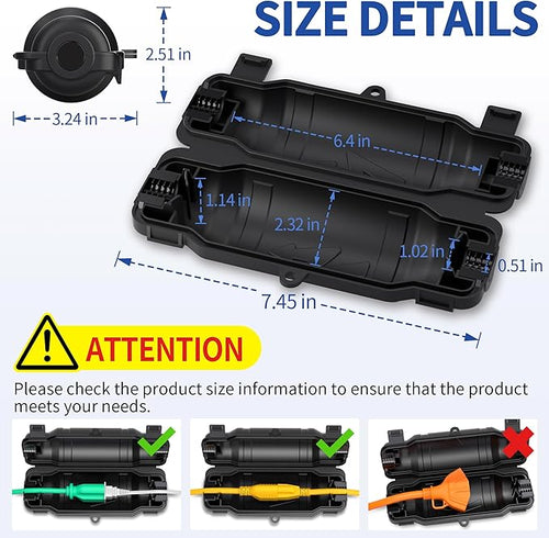1 Pack Outdoor Extension Cord Safety Cover with Waterproof Seal IP54 Water-Resistant, Weatherproof Electrical Connection Box with 2 Latches, Plug, Socket, Holiday Decoration Light, Black