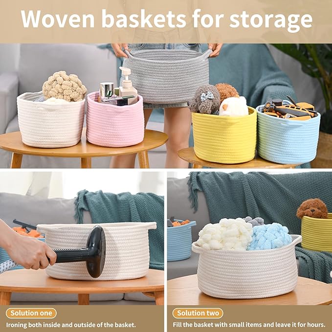 Happyiren Cute Woven Storage Basket with Handle, Baskets for Gifts Empty, Gift Baskets for Mothers Day Birthday Baby Shower Raffle Burr Fundraiser Teacher, Decorative Organizer Box for Home Refresh
