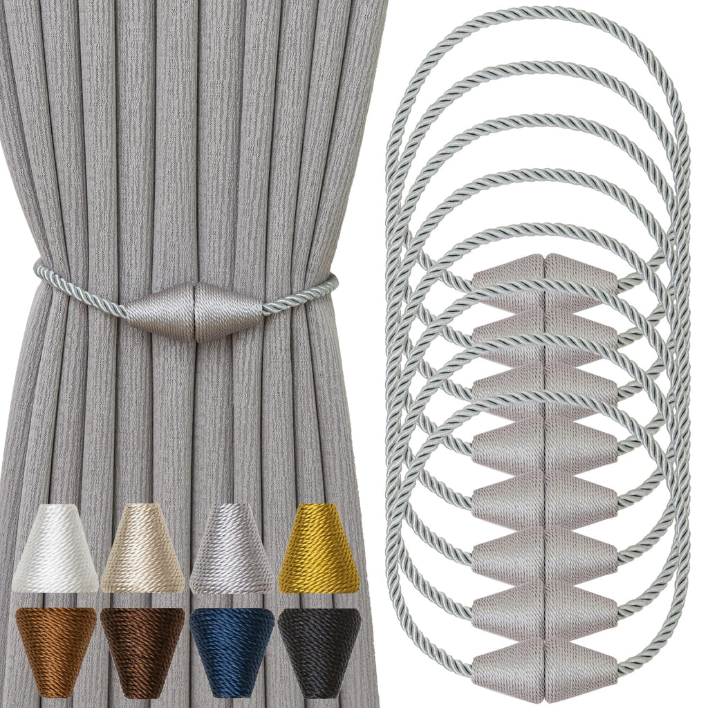 Magnetic Curtain Tiebacks 8 Pack Outdoor Rope Curtain Tie Backs Decorative Window Treatment Holdbacks for Home Decorative Curtain (8 Count)