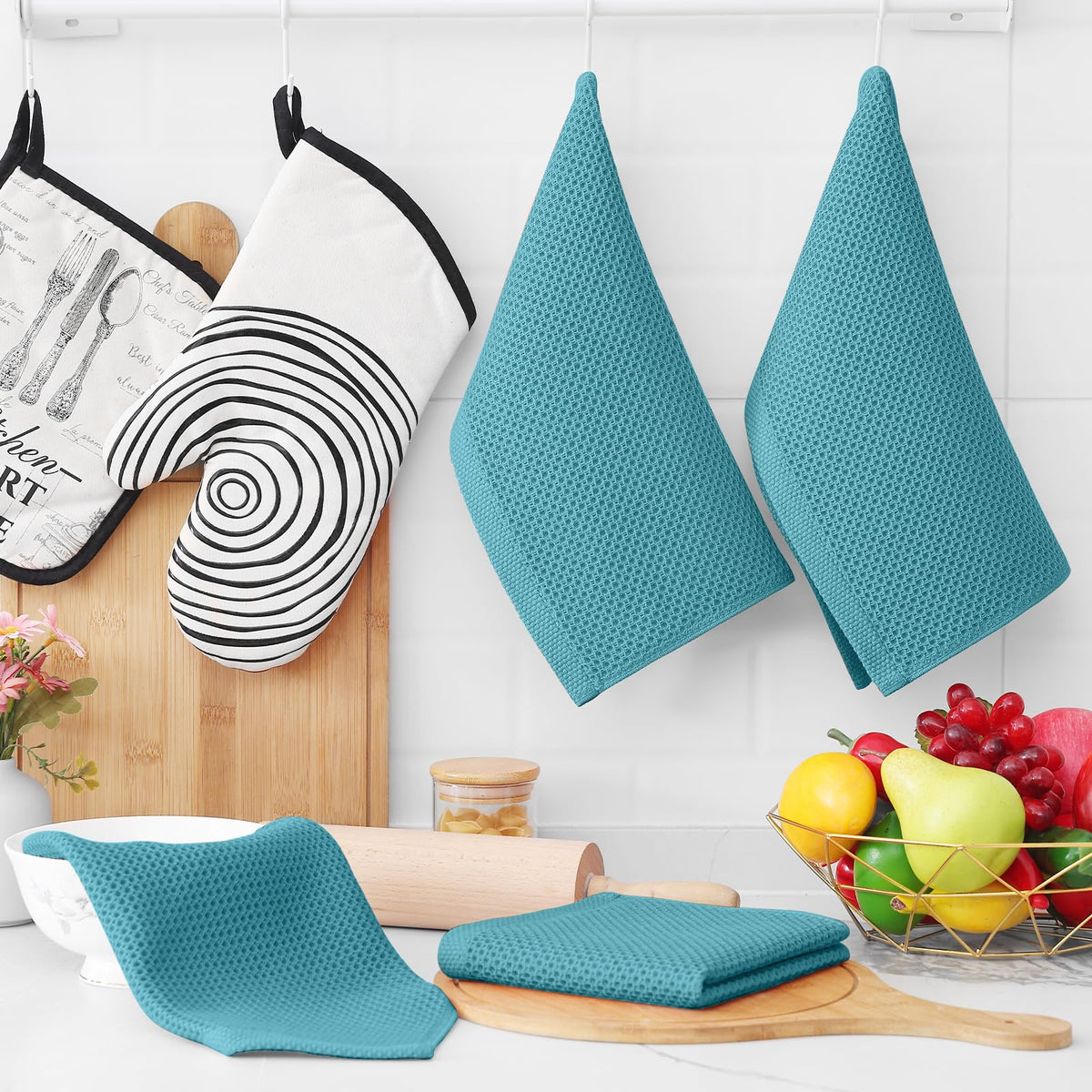 100% Cotton Waffle Weave Kitchen Dish Cloths 12 (12 Count)