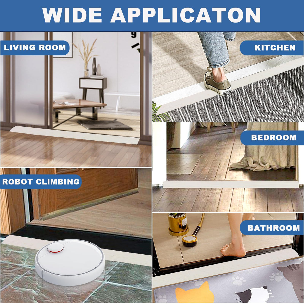 Vinyl Floor Transition Strip Self Adhesive Door Threshold Strip (6.6 Foot)