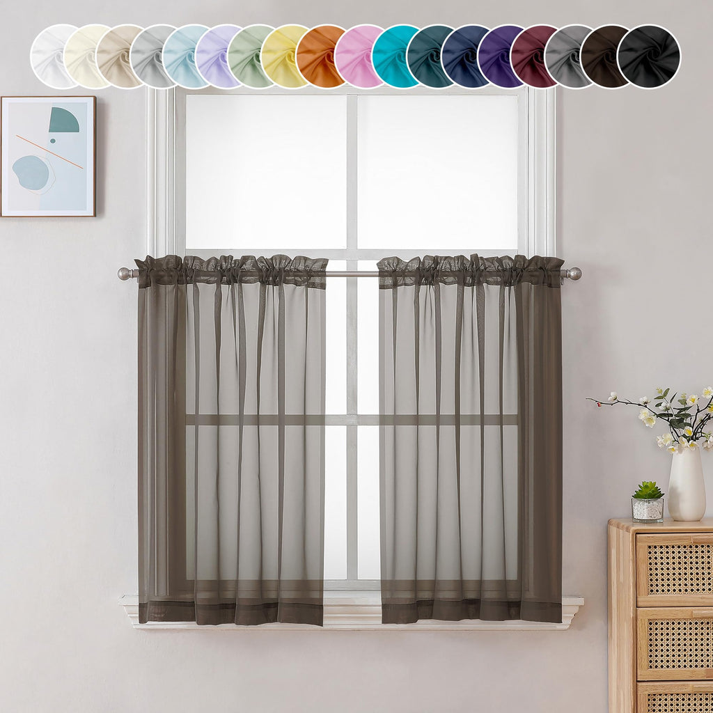 Sheer Curtains 36 inch Length 2 Panels (2 Count)