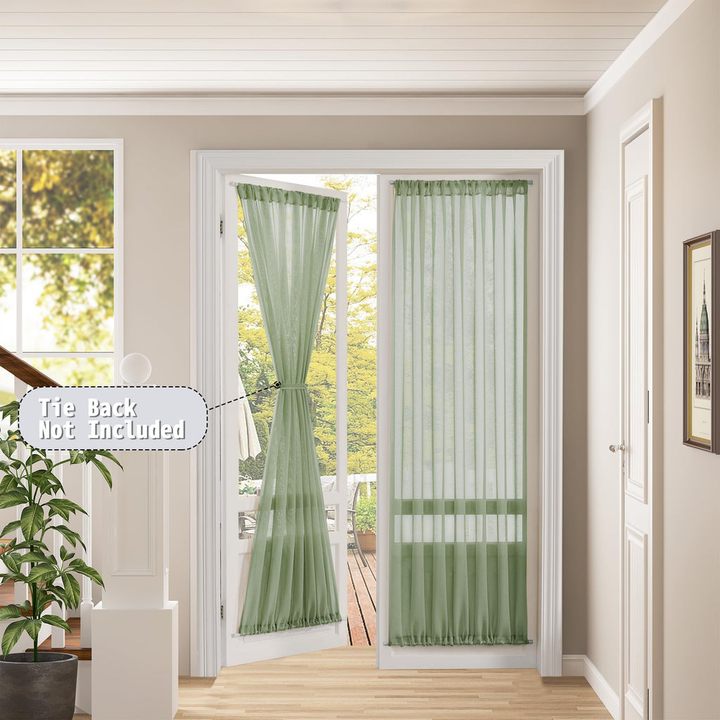 Sheer Door Curtain Closet Linen Textured Curtains Sheer Doorway Light Filtering Voile Patio Glass Doors Rod Pocket Curtain French Door