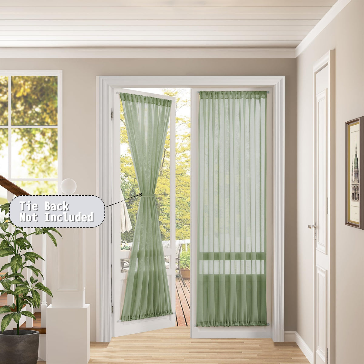 Sheer Door Curtain Closet Linen Textured Curtains Sheer Doorway Light Filtering Voile Patio Glass Doors Rod Pocket Curtain French Door