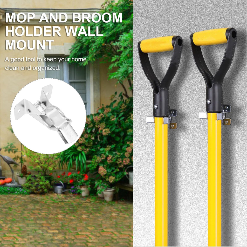 10pcs Wall Mounted Broom Gripper and Mop Holder Clips Heavy Duty Utility Hooks for Home Organization and Cleaning Tool Storage