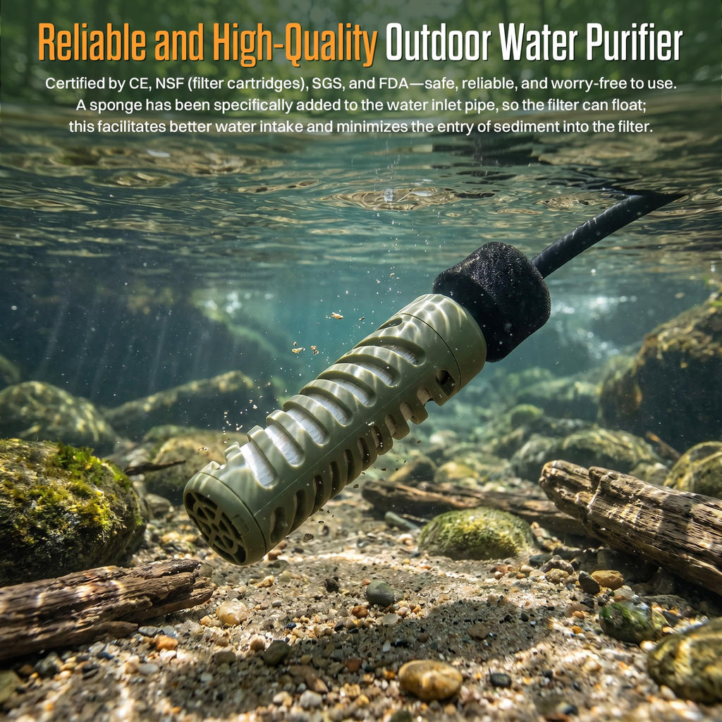 ITEHIL Portable Electric Water Filter, 0.01 Micron Camping Water Purifier with Solar, Outdoor Water Purification System for Camping, Hiking, Emergency & Survival