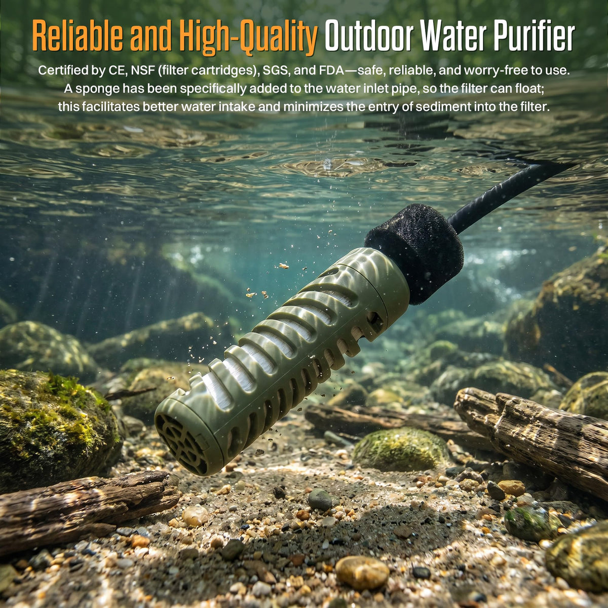 ITEHIL Portable Electric Water Filter, 0.01 Micron Camping Water Purifier with Solar, Outdoor Water Purification System for Camping, Hiking, Emergency & Survival