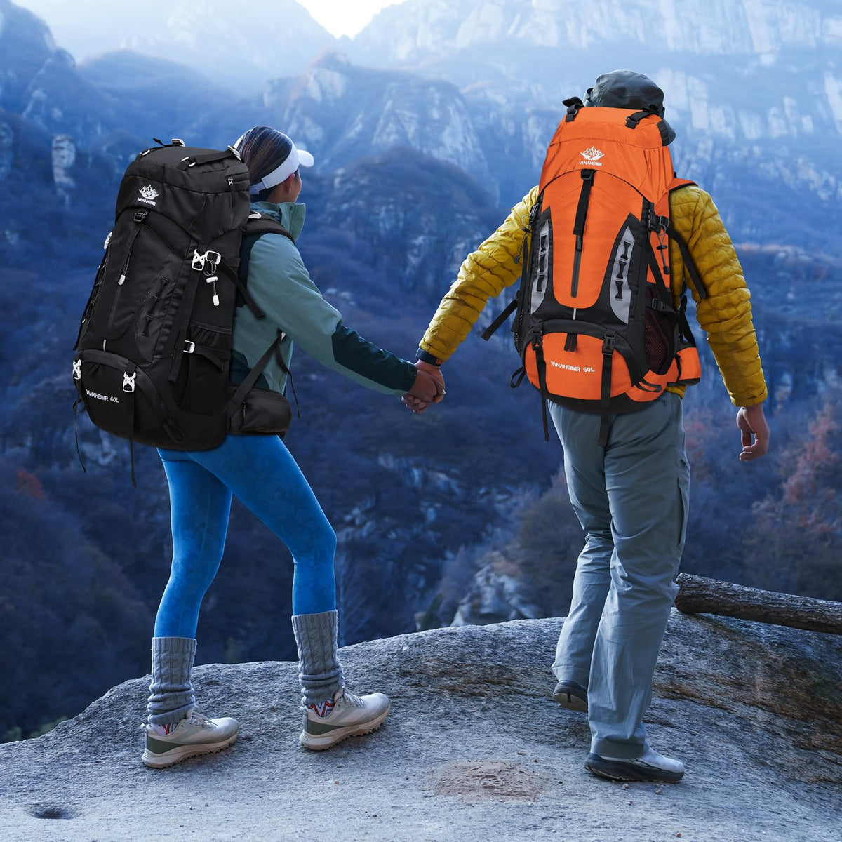 Esup 50L Camping Hiking Backpack Men with rain cover 45l+5l Lightweight Backpacking Backpack Travel Backpack (Black New)